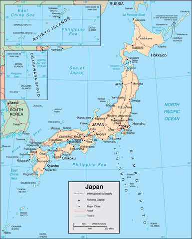 Digital Japan map in Adobe Illustrator vector format