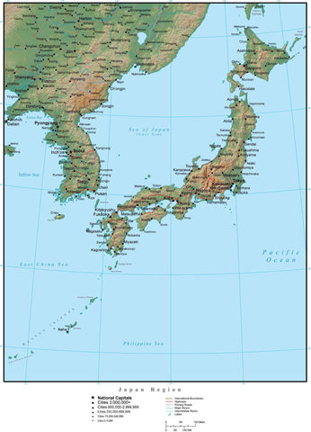 Japan Region Terrain map in Adobe Illustrator vector format with Photoshop terrain image JPN-XX-952861