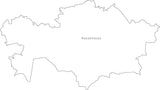 Digital Black & White Kasakhstan map in Adobe Illustrator EPS vector format
