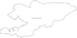 Digital Black & White Kyrgystan map in Adobe Illustrator EPS vector format