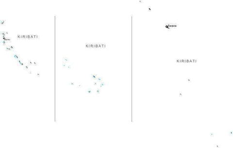 Kiribati Black & White Map With Major Cities