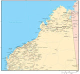 The Kimberley Region Western Australia Map with Cities Major Roads and Water Features