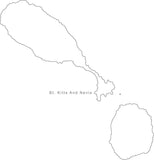 Digital Black & White St Kitts & Nevis map in Adobe Illustrator EPS vector format