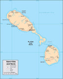 Digital Saint Kitts Nevis map in Adobe Illustrator vector format