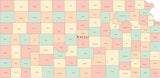 Multi Color Kansas Map with Counties and County Names