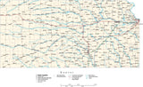 Kansas Map - Cut Out Style - with Capital, County Boundaries, Cities, Roads, and Water Features