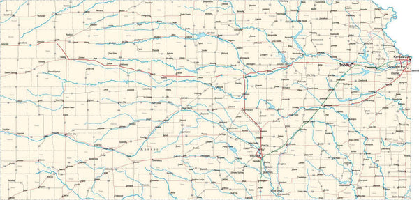 Digital Kansas Contour map in Adobe Illustrator vector format KS-USA-311914