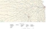 Detailed Kansas Cut-Out Style Digital Map with County Boundaries, Cities, Highways, and more
