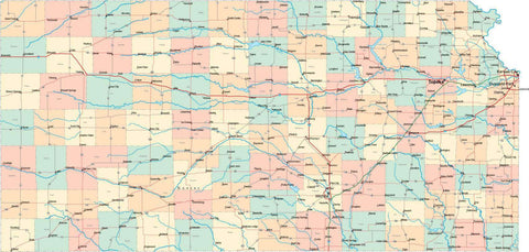 Kansas State Map - Multi-Color Style - Fit Together Series