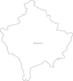 Digital Black & White Kosovo map in Adobe Illustrator EPS vector format
