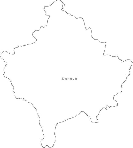 Digital Black & White Kosovo map in Adobe Illustrator EPS vector format