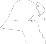 Digital Black & White Kuwait map in Adobe Illustrator EPS vector format