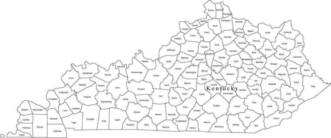 Digital KY Map with Counties - Black & White