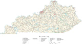 Detailed Kentucky Cut-Out Style Digital Map with County Boundaries, Cities, Highways, and more