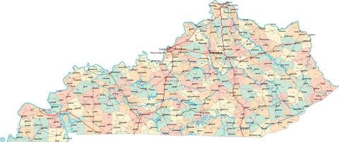 Kentucky State Map - Multi-Color Style - Fit Together Series