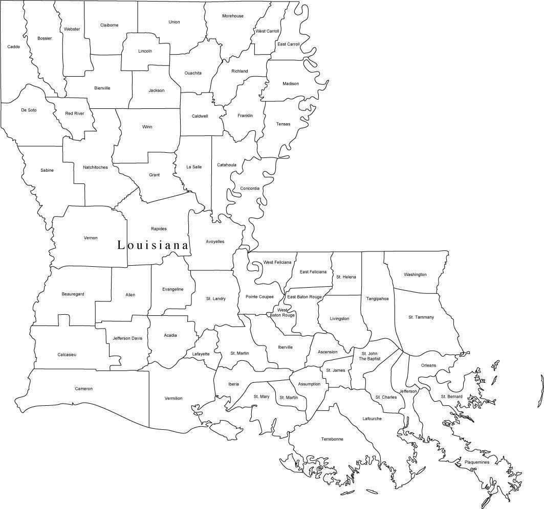 Louisiana Map with Counties