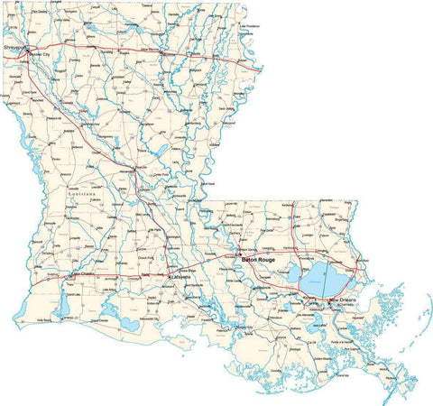 Louisiana State Map - Cut Out Style - Fit Together Series