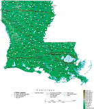 Louisiana Map  with Contour Background - Cut Out Style