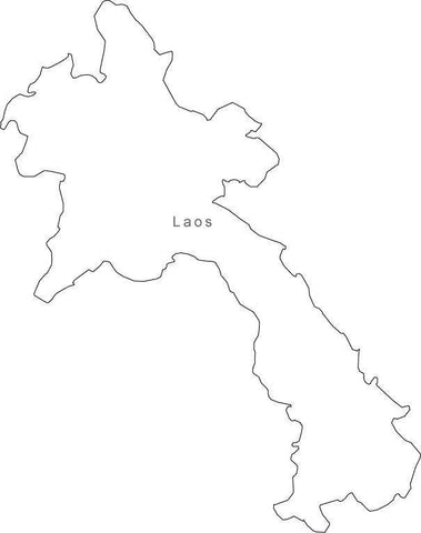 Digital Black & White Laos map in Adobe Illustrator EPS vector format
