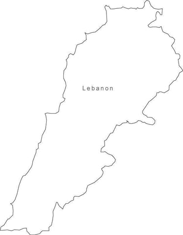 Digital Black & White Lebanon map in Adobe Illustrator EPS vector format