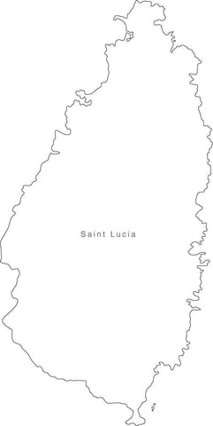 Digital Black & White Saint Lucia map in Adobe Illustrator EPS vector format