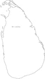 Digital Black & White Sri Lanka map in Adobe Illustrator EPS vector format