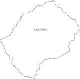 Digital Black & White Lesotho map in Adobe Illustrator EPS vector format