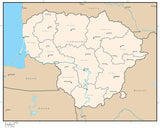 Lithuania Digital Vector Map with Administrative Areas and Capitals