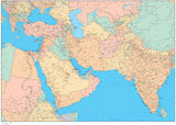 Poster Size Middle East Map with Major Roads