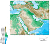 Digital Middle East Contour map in Adobe Illustrator vector format.