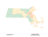 Digital Massachussetts Map with 2022 Congressional Districts