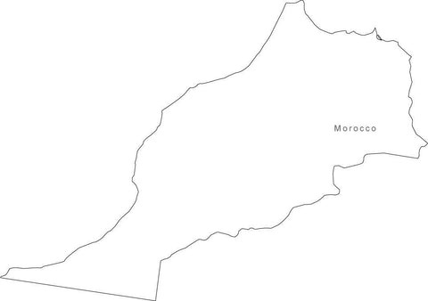 Digital Black & White Morocco map in Adobe Illustrator EPS vector format
