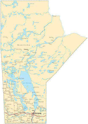 Mao Map Manitoba Province Fit-Together style map in Adobe Illustrator format