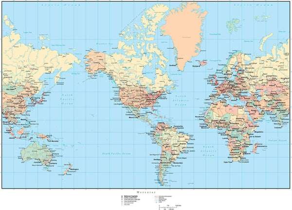 World Map with States and Provinces - Adobe Illustrator