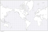 Digital World Blank Outline Map - America Center - Black & White
