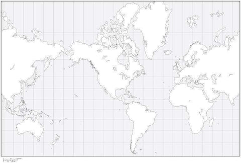 Digital World Blank Outline Map - America Center - Black & White