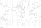 Digital World Blank Outline Map - America Centered - Black & White