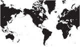 Digital World Single Color Blank Outline Map in Black