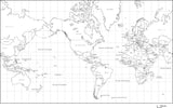 Black & White World Map with Country Names in French