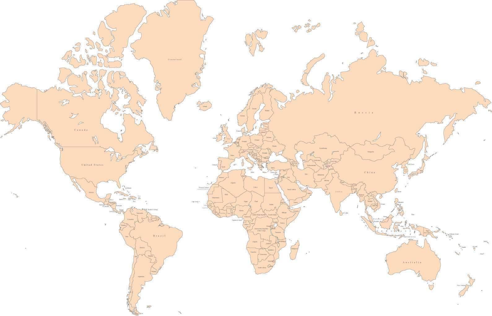Simple Colored Map Of The World