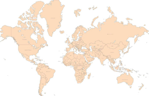 Digital World Single Color Map with Countries