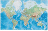 World Map Plus Terrain - 35 x 22 - Europe Centered Mercator Projection