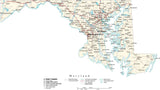 Maryland Map - Cut Out Style - with Capital, County Boundaries, Cities, Roads, and Water Features