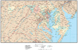 Maryland Map with Counties, Cities, County Seats, Major Roads, Rivers and Lakes