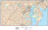 Maryland Map with Counties, Cities, County Seats, Major Roads, Rivers and Lakes