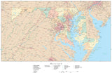 Detailed Maryland Digital Map with Counties, Cities, Highways, Railroads, Airports, and more