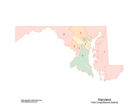 Digital Maryland Map with 2022 Congressional Districts