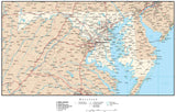 Maryland Map with Capital, County Boundaries, Cities, Roads, and Water Features