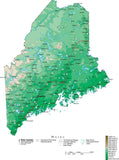 Maine Map  with Contour Background - Cut Out Style