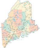 Maine State Map - Multi-Color Style - Fit Together Series